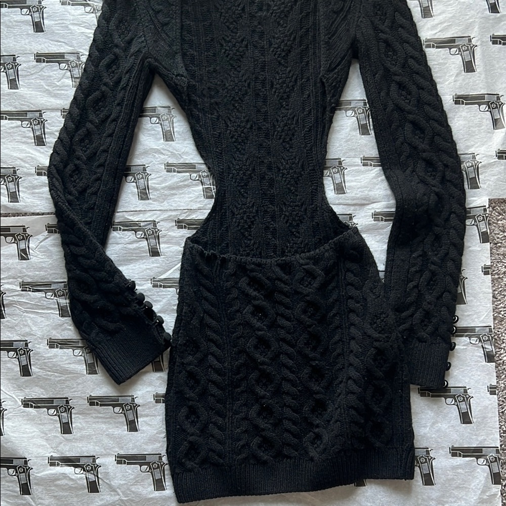 Danielle Guizio cable knit backless turtle neck dress - Picture 4 of 6